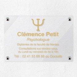Plaque psychologue en plexiglas transparent à personnaliser 30x20cm