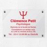 Plaque psychologue en plexiglas transparent à personnaliser 30x20cm