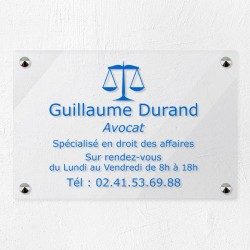 Plaque avocat personnalisée en plexiglas transparent 30x20cm