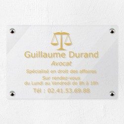 Plaque avocat personnalisée en plexiglas transparent 30x20cm