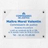 Plaque commissaire justice personnalisée en plexi transparent 30x20cm