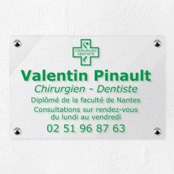 Plaque dentiste en plexiglas transparent 30x20cm