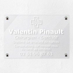 Plaque dentiste en plexiglas transparent 30x20cm