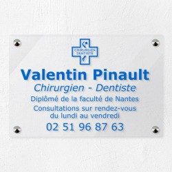 Plaque dentiste en plexiglas transparent 30x20cm
