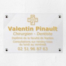 Plaque dentiste en plexiglas transparent 30x20cm
