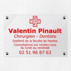 Plaque dentiste en plexiglas transparent 30x20cm