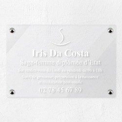 Plaque sage-femme en plexiglas transparent 30x20cm
