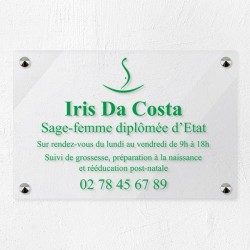 Plaque sage-femme en plexiglas transparent 30x20cm