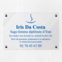 Plaque sage-femme en plexiglas transparent 30x20cm
