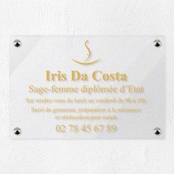 Plaque sage-femme en plexiglas transparent 30x20cm