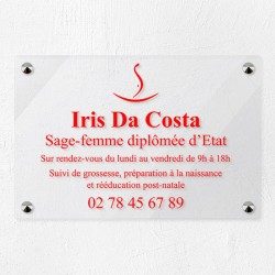 Plaque sage-femme en plexiglas transparent 30x20cm