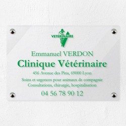 Plaque vétérinaire en plexiglas transparent 30x20cm