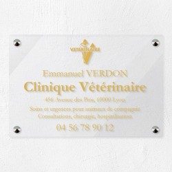 Plaque vétérinaire en plexiglas transparent 30x20cm