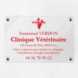 Plaque vétérinaire en plexiglas transparent 30x20cm