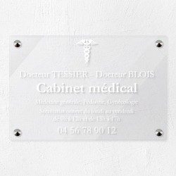 Plaque cabinet médical en plexiglas transparent 30x20cm