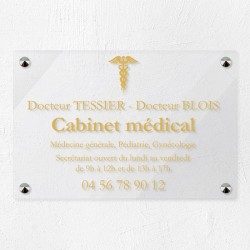 Plaque cabinet médical en plexiglas transparent 30x20cm