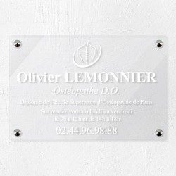 Plaque ostéopathe en plexiglas transparent 30x20cm