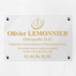 Plaque ostéopathe en plexiglas transparent 30x20cm