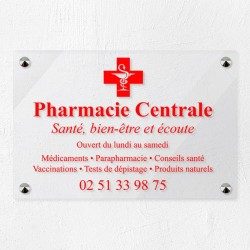 Plaque pharmacie en plexiglas transparent 30x20cm