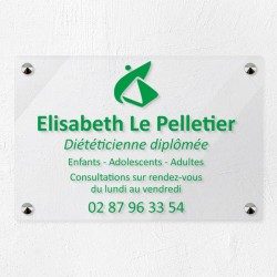 Plaque diététicien en plexiglas transparent 30x20cm
