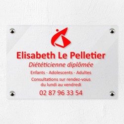 Plaque diététicien en plexiglas transparent 30x20cm