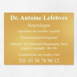 Plaque professionnelle en laiton 40x30cm