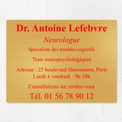 Plaque professionnelle en laiton 40x30cm