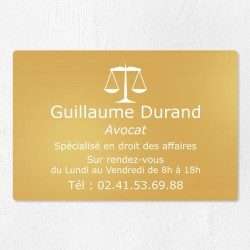 Plaque avocat en laiton à personnaliser 30x20cm