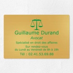 Plaque avocat en laiton à personnaliser 30x20cm