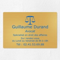 Plaque avocat en laiton à personnaliser 30x20cm