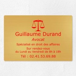 Plaque avocat en laiton à personnaliser 30x20cm