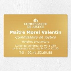 Plaque commissaire de justice en laiton à personnaliser 30x20cm