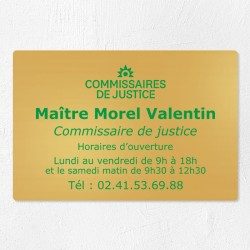 Plaque commissaire de justice en laiton à personnaliser 30x20cm