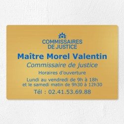 Plaque commissaire de justice en laiton à personnaliser 30x20cm