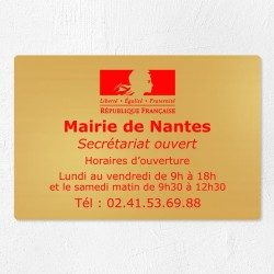 Plaque pour mairie en laiton à personnaliser 30x20cm