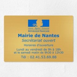 Plaque pour mairie en laiton à personnaliser 30x20cm