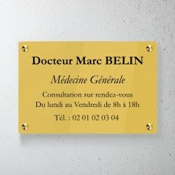 Plaque médecin personnalisée en plexiglas 30x20cm