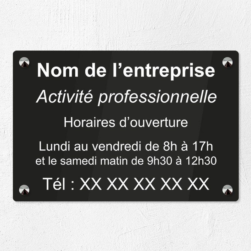 Plaque gravée pour entreprise en plexiglas 30x20cm Plaque gravée pour entreprise en plexiglas 30x20cm