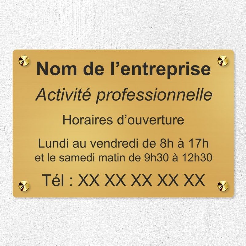 Plaque enseigne d'entreprise en laiton à personnaliser 30x20cm Plaque enseigne d'entreprise en laiton à personnaliser 30x20cm
