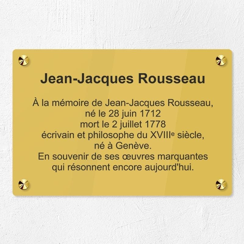 Plaque commémorative en plexiglas gravé 30x20cm Plaque commémorative en plexiglas gravé 30x20cm